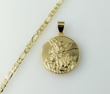 Archangel Saint Michael Medal Plated 18K 4mm-5mm Figaro Chain Devotion Necklace