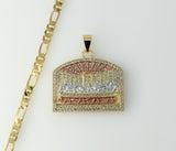 Plated Tri-Color Blinged The Last Supper 5mm Figaro Chain Necklace