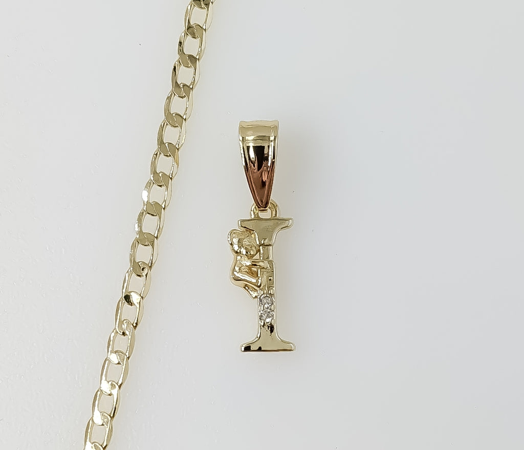Plated Dainty Letter "I" 14K 3mm Cuban Chain Necklace