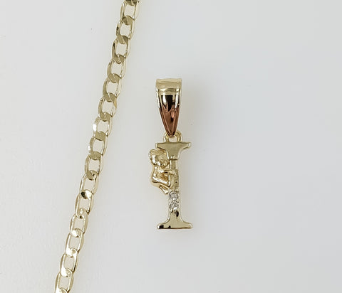 Plated Dainty Letter "I" 14K 3mm Cuban Chain Necklace