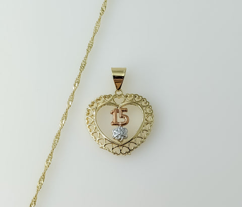 Gold plated tri-color heart pendant chain necklace with delicate links.

Gold plated tri-color heart pendant chain neckl