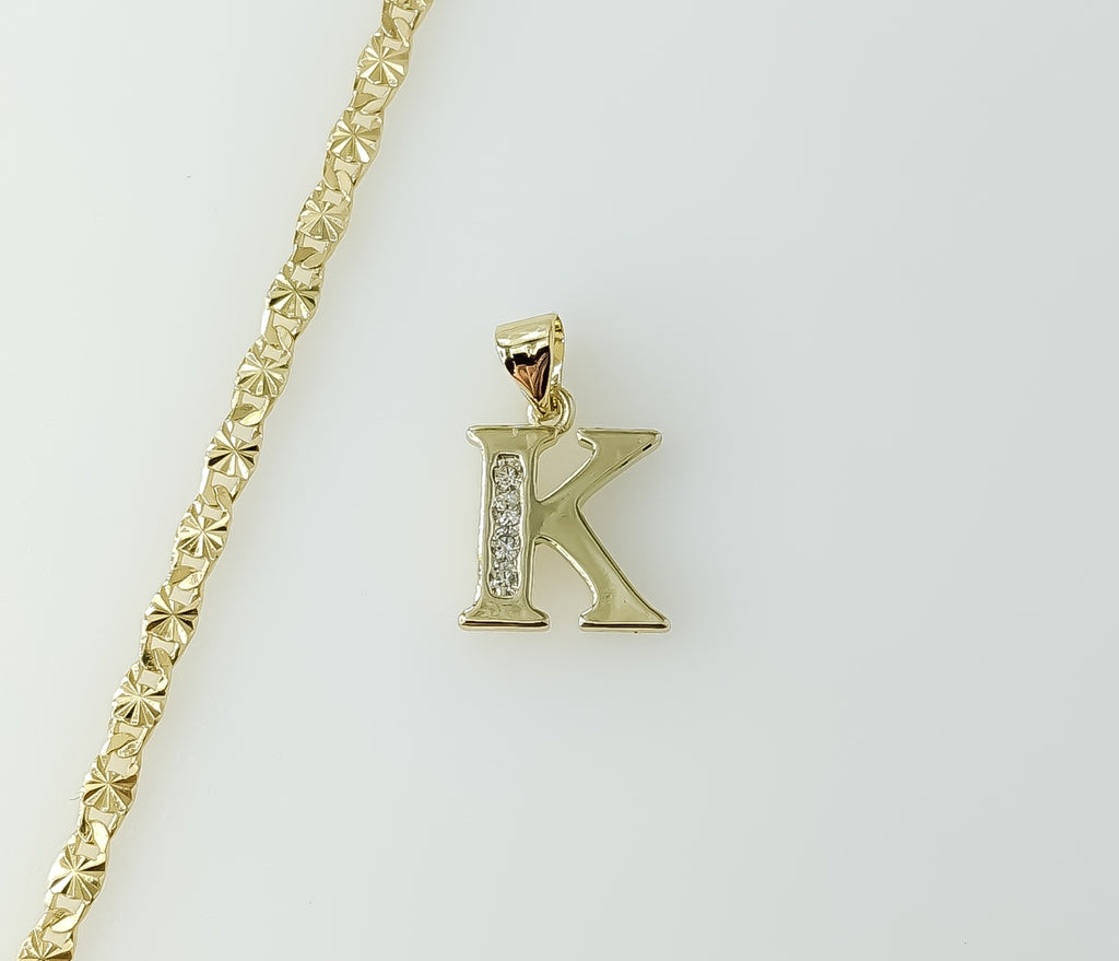 Plated Dainty Letter "K" 3mm Star Chain Necklace