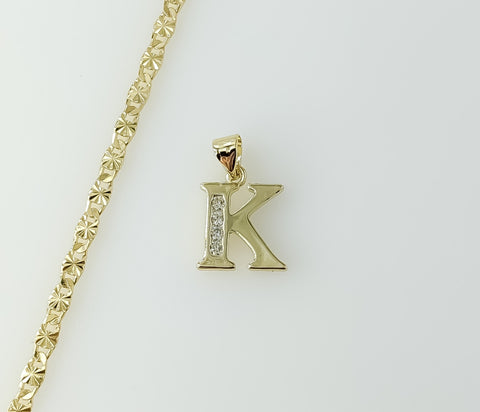 Plated Dainty Letter "K" 3mm Star Chain Necklace