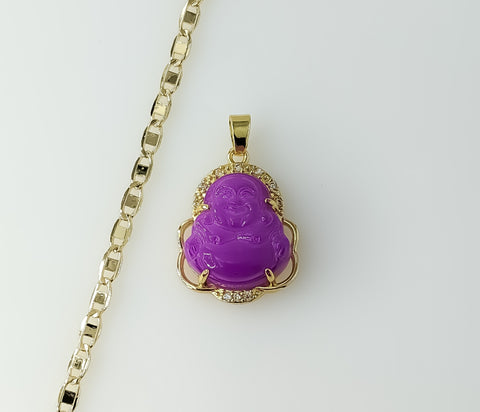 Dainty Buddha anchor chain necklace made of gold-plated metal with a chain style.