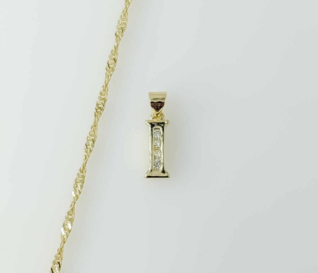Plated Dainty Letter "I" 14K Twist Chain Necklace