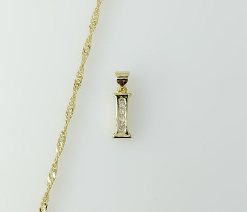 Plated Dainty Letter "I" 14K Twist Chain Necklace