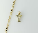 Plated Dainty Letter "Y" 3mm Figaro Chain Necklace