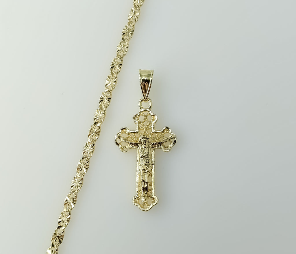 Plated Cross 4mm Star Chain Necklace