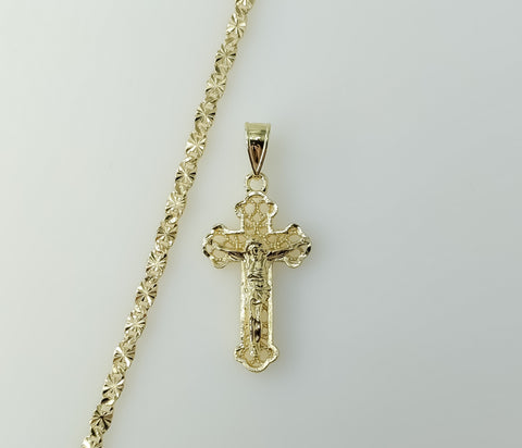 Plated Cross 4mm Star Chain Necklace