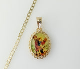 Gold plated 14K Cuban chain necklace with Archangel Saint Michael pendant.
14K gold plated Cuban chain necklace featuri