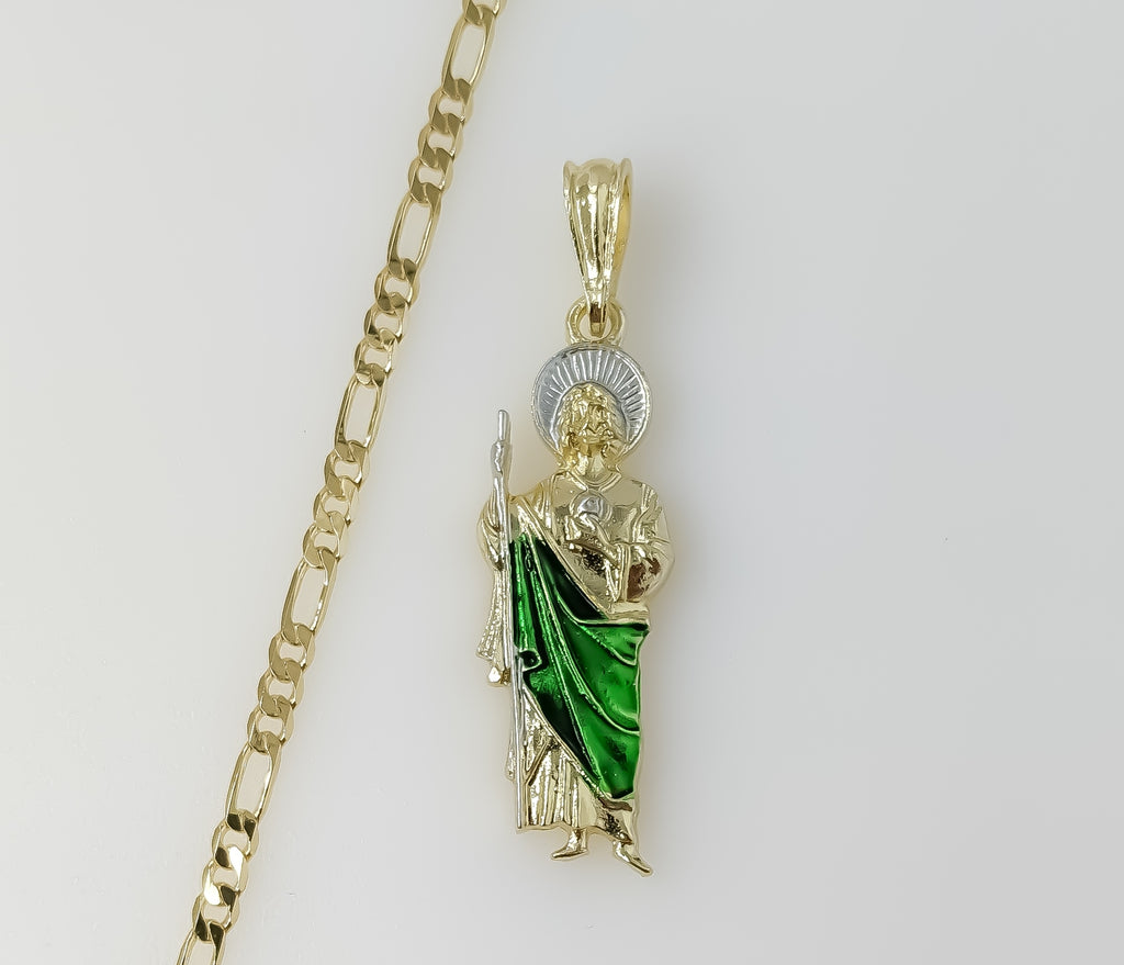 Plated Small Multicolor Saint Jude 3mm Figaro Chain Necklace