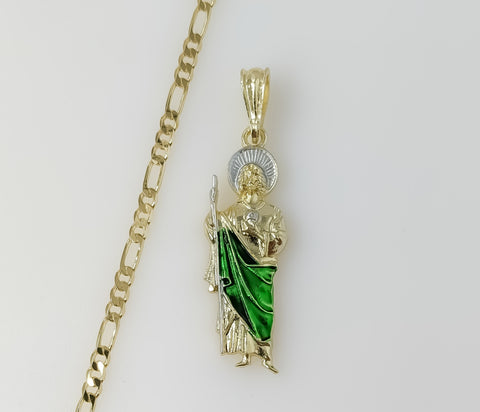 Plated Small Multicolor Saint Jude 3mm Figaro Chain Necklace