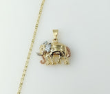 Gold plated tri-color elephant star pendant chain necklace with intricate details.
Gold plated star pendant chain neckla