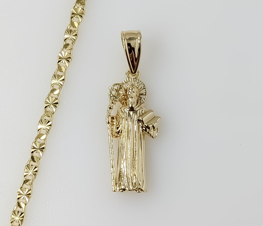 Plated Small Saint Benedict 3mm Star Chain Necklace