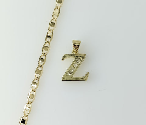 Plated Dainty Letter "Z" 3mm Flat Mariner Anchor Chain Necklace