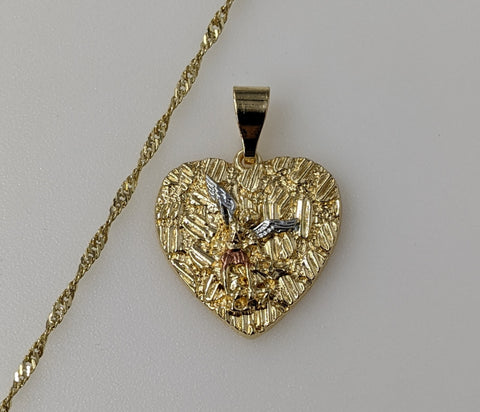 Gold plated 14K twist chain Archangel Saint Michael pendant necklace.