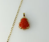 A 14K gold plated Cuban chain necklace with a dainty Buddha pendant.

A 14K gold plated Cuban chain necklace with a smal