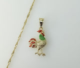 Multicolor Dainty Rooster 14K Plated Twist Chain Fashion Necklace