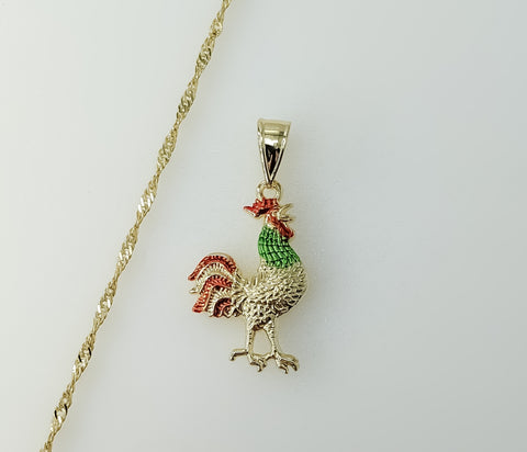 Multicolor Dainty Rooster 14K Plated Twist Chain Fashion Necklace