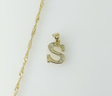 A 14K gold plated twist chain necklace with a delicate letter "S" pendant.
