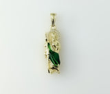 Plated Dainty Multicolor Saint Jude Pendant With Optional 14K 3mm Flat Mariner Anchor Chain Necklace