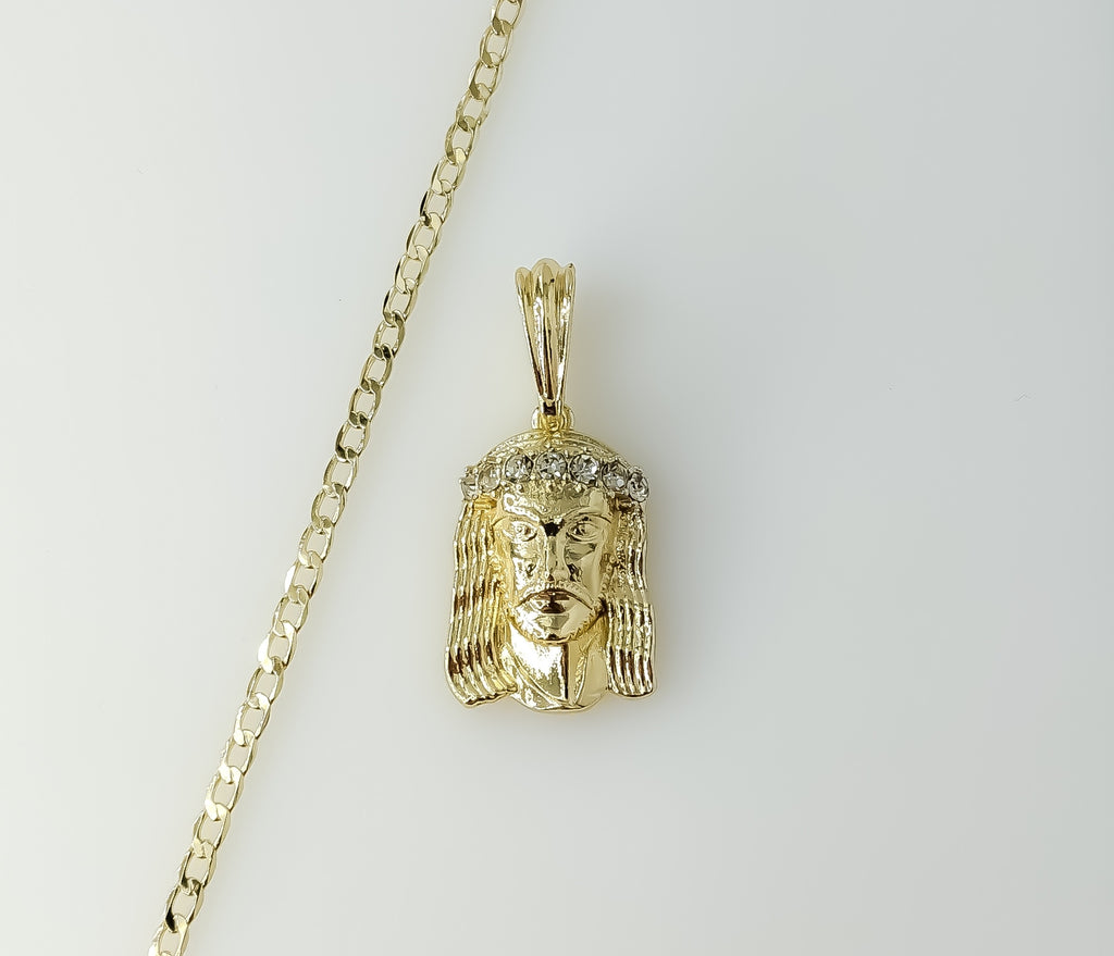 Plated Jesus 14K 3mm Cuban Chain Necklace