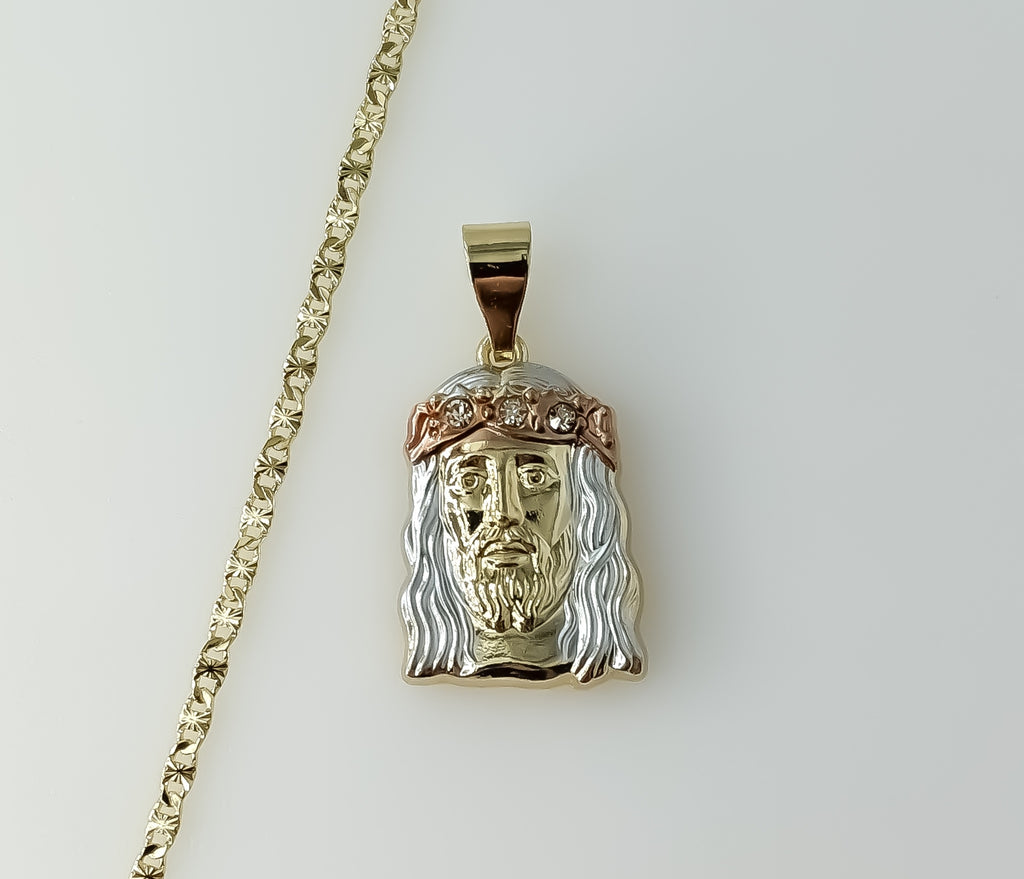 Plated Tri-Color Jesus 2.5mm Star Chain Necklace