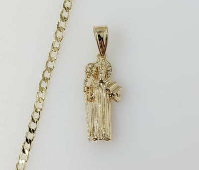 Plated Small Saint Benedict 14K 3mm Cuban Chain Necklace