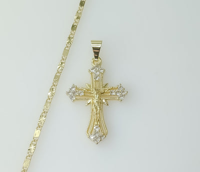 Small Cross Jesus Christ Crucifix Plated 2mm Star Solid Chain Faith Jewelry