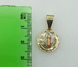 A gold-plated tri-colored Virgin Mary pendant with letter "M" shape.
A small gold-plated double pendent featuring the Vi
