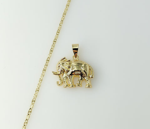 Gold plated star chain necklace featuring an elephant pendant design.
Gold plated star chain necklace with elephant pend