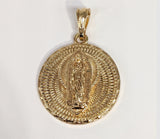 Plated Virgin Mary Medal Pendant With Optional 14K Rope Braided Chain Necklace
