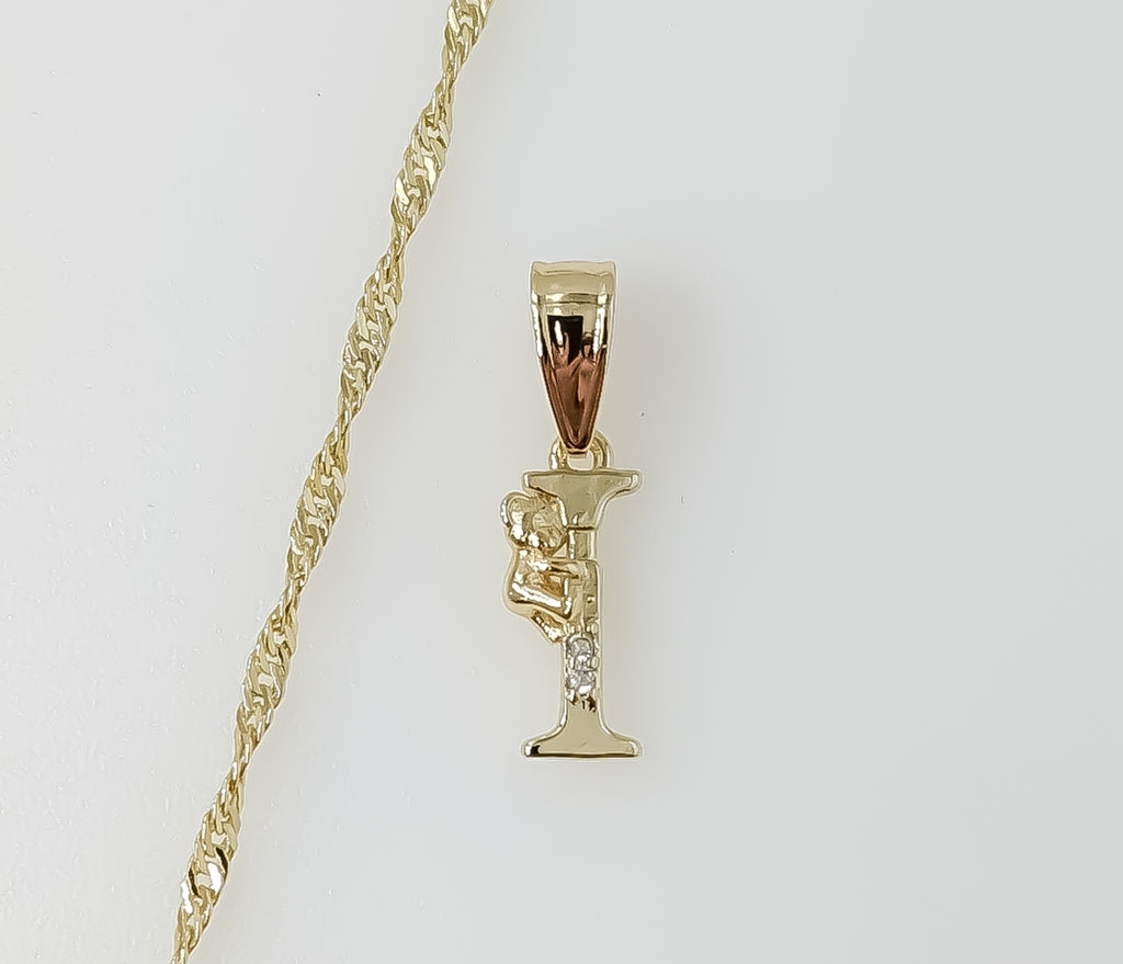 Plated Dainty Letter "I" 14K Twist Chain Necklace