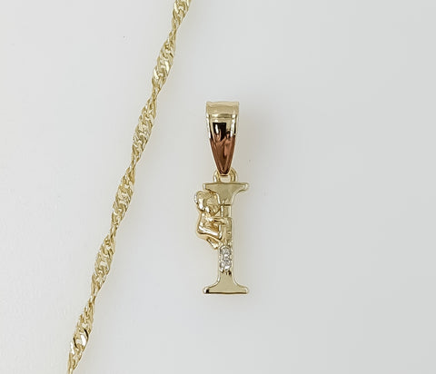 Plated Dainty Letter "I" 14K Twist Chain Necklace