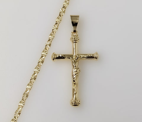 Trendy Jesus Cross Crucifix Golden Plated 3mm Star Chain Necklace