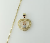 Gold Plated solid chain necklace featuring a tri-color heart pendant design.

Gold Plated chain necklace with a tri-colo