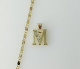 Plated Dainty Letter "M" 2mm Star Solid Chain Necklace