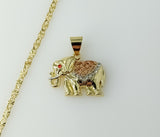 Plated Tri-Color Elephant 3mm Star Chain Necklace