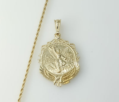 Plated Mexican Centenario Double Sided 2mm Rope/Braided Chain Necklace