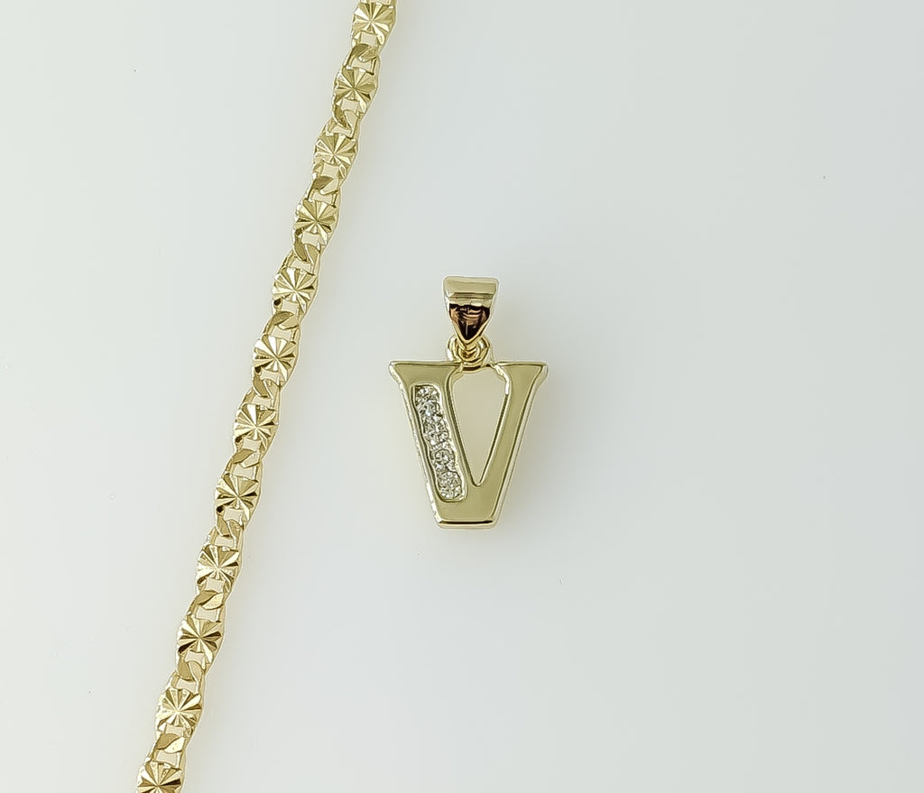 Plated Dainty Letter "V" 3mm Star Chain Necklace