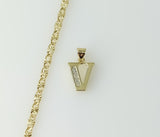 Plated Dainty Letter "V" 3mm Star Chain Necklace