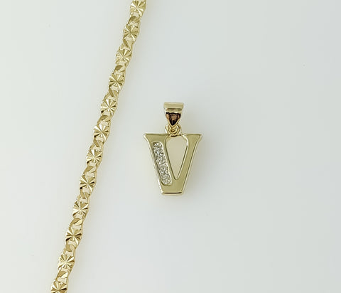 Plated Dainty Letter "V" 3mm Star Chain Necklace
