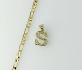 Gold plated figaro chain necklace with a dainty letter S pendant.

Gold plated 3mm figaro chain necklace featuring a sma