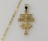 Everyday Wear Holy Cross of Caravaca Plated 2mm Star Solid Chain Necklace