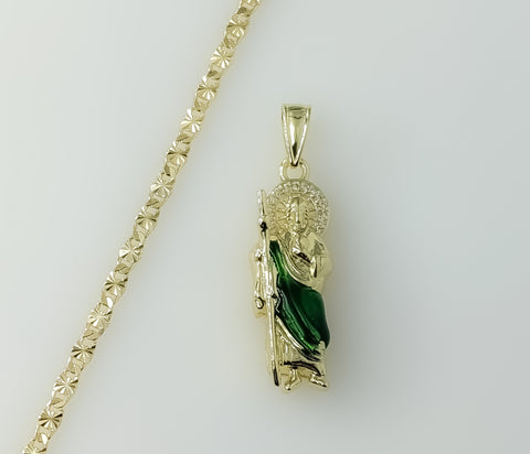Spiritual Plated Dainty Multicolor Saint Jude 14K 2.5mm-3mm Star Chain Necklace