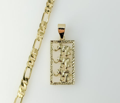 Gold-plated figaro chain necklace featuring an elephant pendant design.
Gold-plated elephant pendant suspended from a f