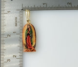 Multicolor Virgin Mary Medal Plated 14K 4mm Diamond Cut Figaro Chain Necklace