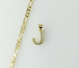 Plated Dainty Letter "J" 3mm Figaro Chain Necklace