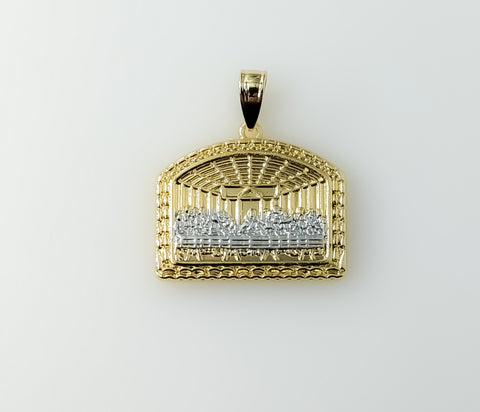 Plated Small Multicolor The Last Supper Pendant Optional 14K 3mm Flat Mariner Anchor Chain Necklace