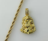 Plated Jesus Head 5mm Rope Braided Chain Christian Necklace
